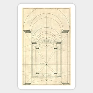 Vintage Architecture, Renaissance Arch Perspective by Henricus Hondius Sticker